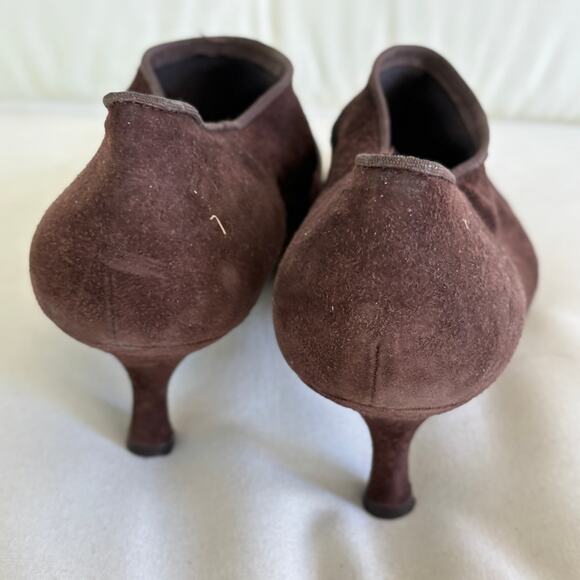 Stuart Weitzman Suede Booties 8.5 Dark Brown Boots Ankle Boots Heel 90s Y2K - Picture 5 of 6